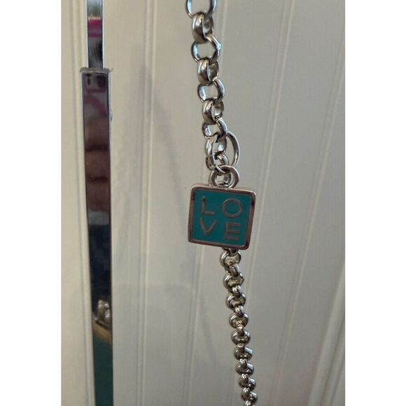 Elliot Lucca LeatherTeal Clutch Purse Handbag Kiss Lock Chain Charms - Picture 3 of 8